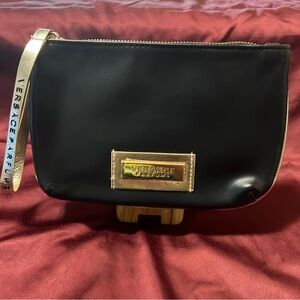 Versace Parfums double zipper leather wristlet EUC